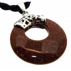 Goldstone Gemstone Donut Filigree Pendant